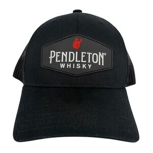 Pendleton Whisky Black Trucker Hat Mesh Back Snapback Leter Buck Logo Cap